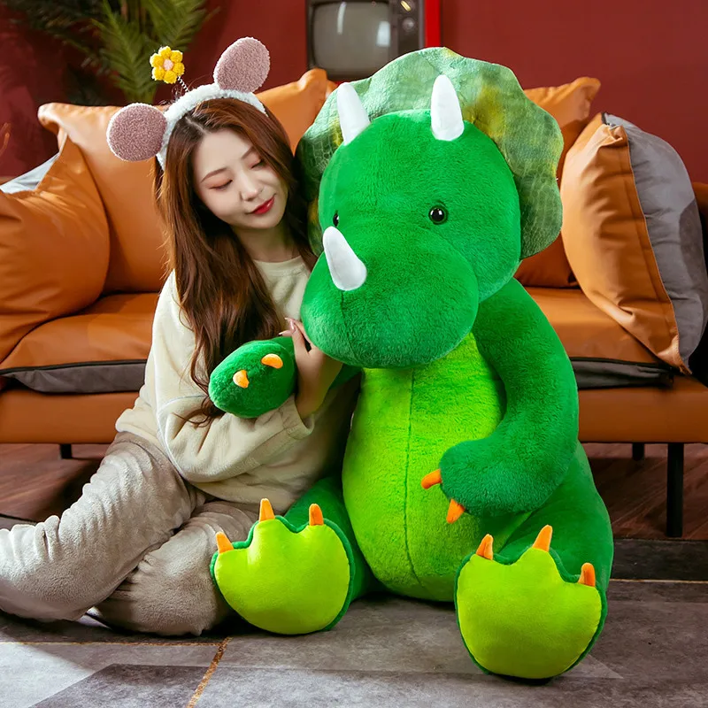 

New Green Triceratops Plush Dinosaur Dolls Large Stuffed Toys for Children Kawaii Room Decor Christmas Birthday Presents Unisex