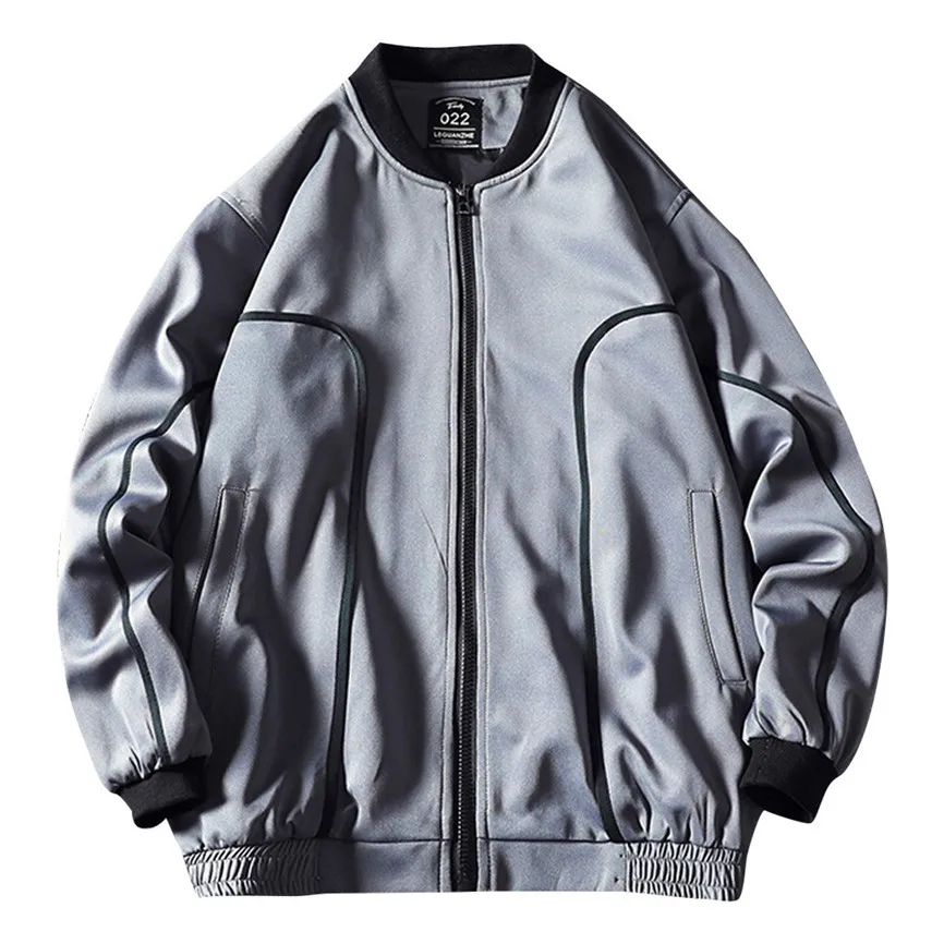 Мужская куртка-бомбер большого размера с длинным рукавом осенняя Повседневная