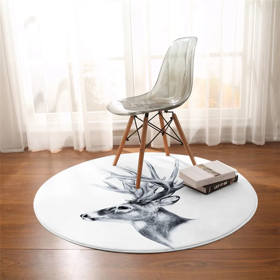 Декоративные лося скандинавские круглые ковры для гостиной дикие животные олени