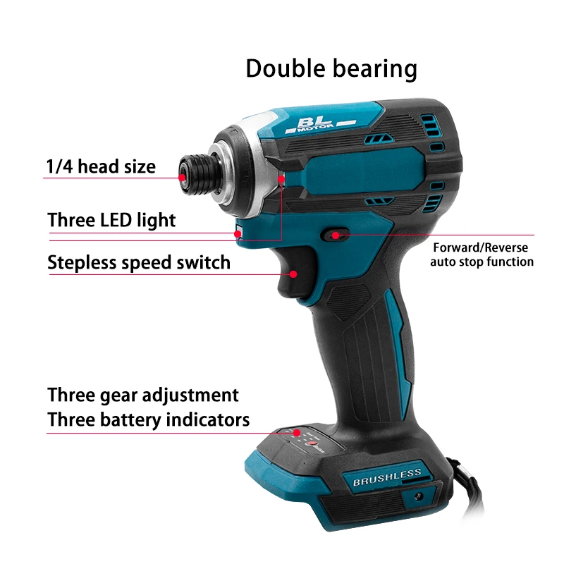 Беспроводной Электрический ударный гайковерт перезаряжаемый бесщеточный