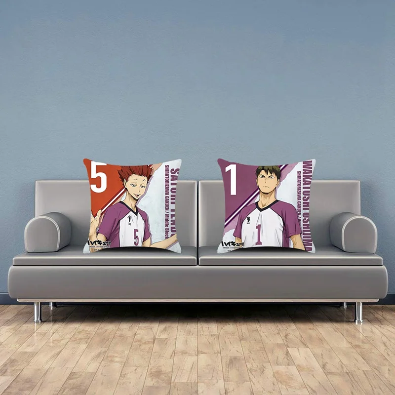 Аниме Haikyuu волейбол мальчик мультфильм Двусторонняя наволочка Подушка Наволочка