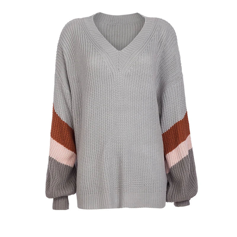 TWOTWINSTYLE Striped Hit Color Knitting Sweaters Women V Neck Batwing Sleeve Loose Pullover Casual Sweater Female 2020 Autumn | Женская