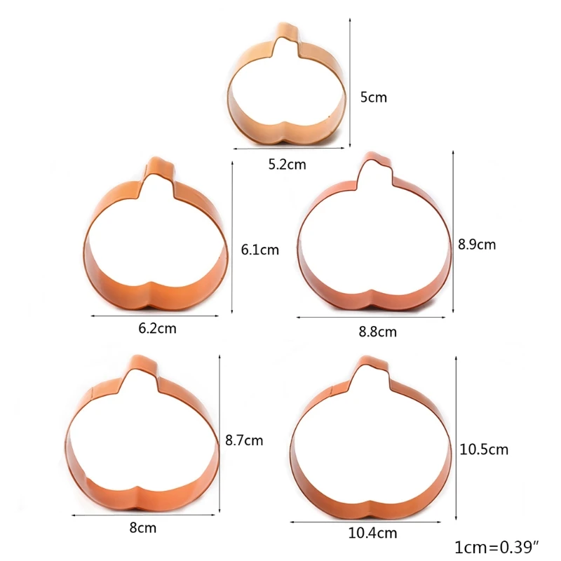 

5 Pcs Pumpkin Cookie Cutter Stainless Steel Baking Fondant Mold Biscuit DIY Mould Halloween Cake Decoration Tool