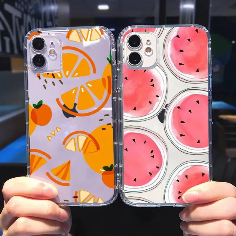 

Fashion Cute Cartoon Fruit Lemon Pineapple Phone Case For iphone 13 12 11 8 7 plus mini x xs xr pro max Transparent soft