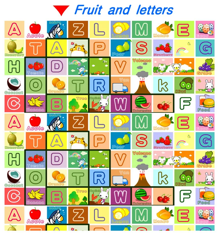 Letter-one-side 180 см, детский игровой коврик, детский коврик для ползания, детские коврики, детский игровой коврик, счастливый детский игровой коврик, PX02S - Цвет: Letter-one-side