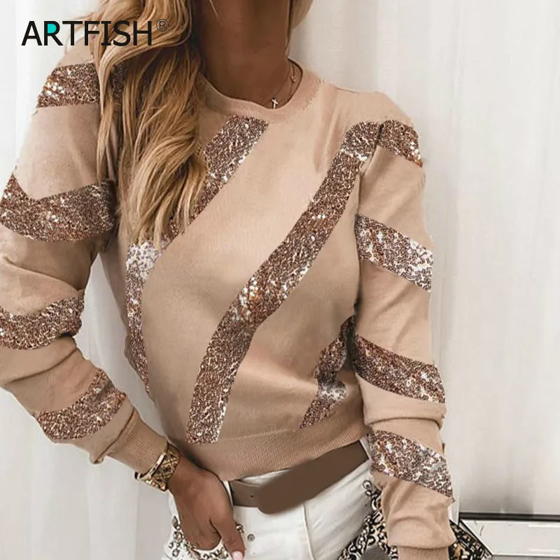 Пуловер в стиле Харадзюку женские элегантные толстовки с блестками свитшот