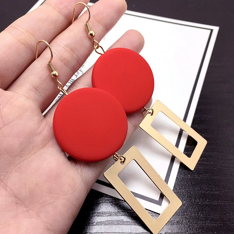 

Korean Round Wooden Earrings Long Statement Geometric Rectangular Dangle Drop Earrings For Women Fashion Jewelry 2020 Oorbellen