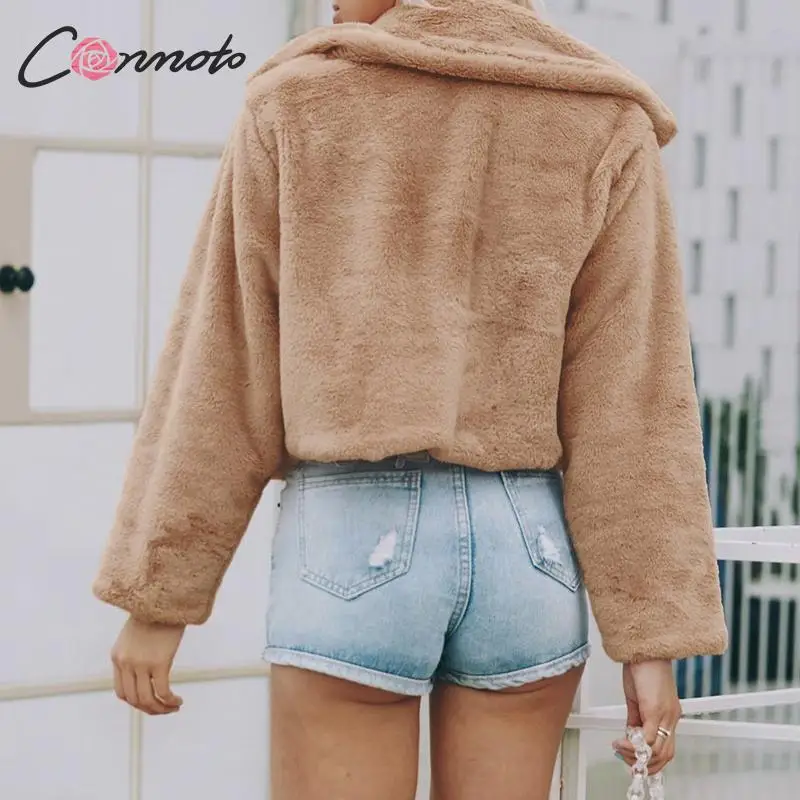 Conmoto женское модное однотонное искусственное женское меховое пальто теплые короткие куртки и пальто из искусственного меха женская повседневная верхняя одежда