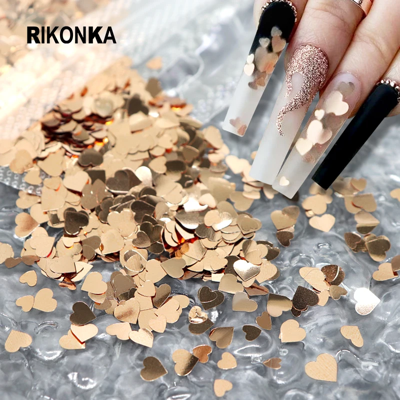 

2g Gold Love Heart Nail Art Glitter Mix Size Spangles Flake Design Nails Accesorios Autumn Winte Decor Supplies For Professional