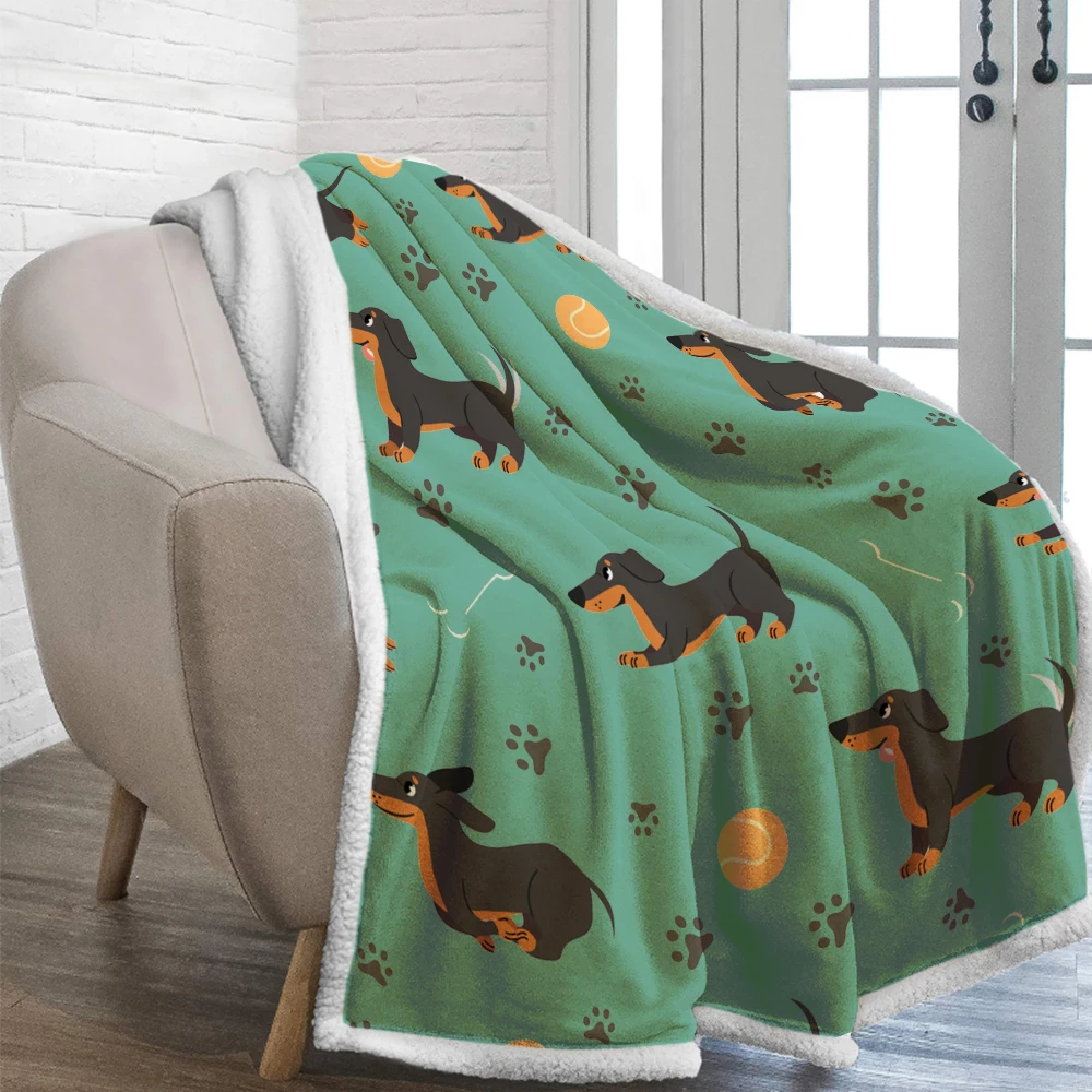 

3D Print Dachshund Plush Throw Blanket Sherpa Fleece Bedspread Blanket Soft Blanket Q1 Vintage Bedding Square Picnic Wool Adults