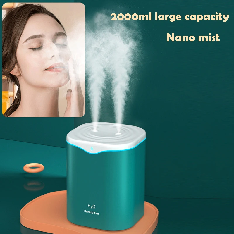 

2000ml Air Humidifier Single and Double Nozzle Essential Oil Diffuser USB Rechargeable Aroma Diffuser Office Atomizer
