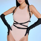 Готический кожаные нагрудные ремни Для женщин бюстгальтер средства ухода за кожей БДСМ белье скульптуры жгут Пояс Панк Пояс для подтяжек сдержанности