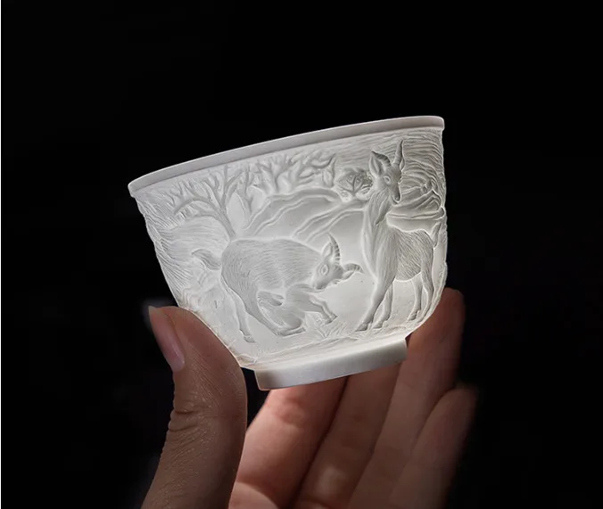 Китайский стиль 12 Благоприятный Зодиак керамические резинки 3D чайная чашка кунг-фу чай пуэр фарфоровая чайная чашка набор чайная церемония подарки 100 мл