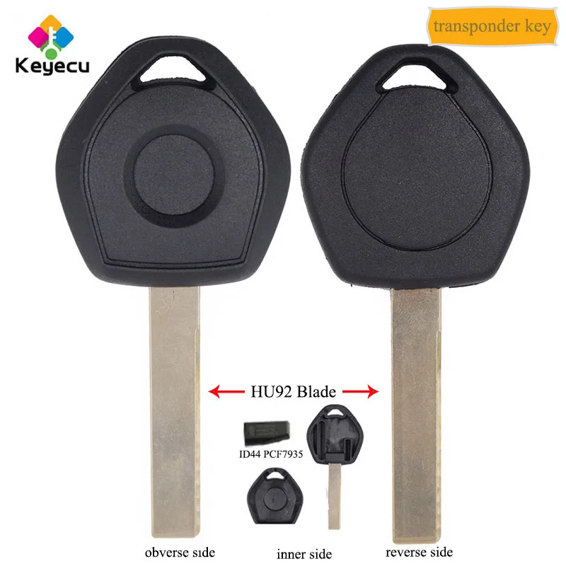 

KEYECU Replacement Transponder Ignition Key With ID44 PCF7935 Chip HU92 Blade - for BMW 1999-2005 318ti 325Ci 325i 325xi 328i M3