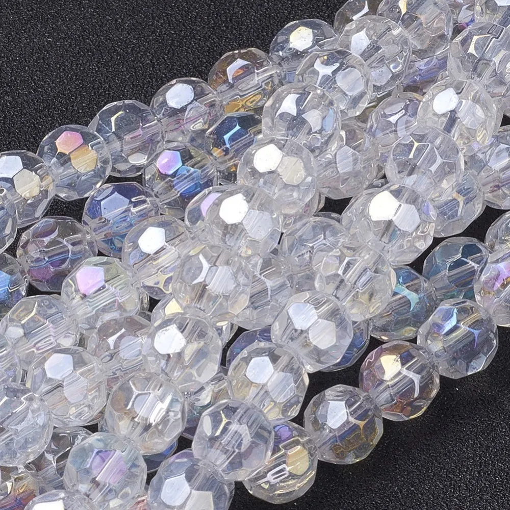 

1 Strand Glass Beads Strands Faceted Round Clear AB Color Plated The beads about 8mm in diameter hole: 1mm about 40pc/strand
