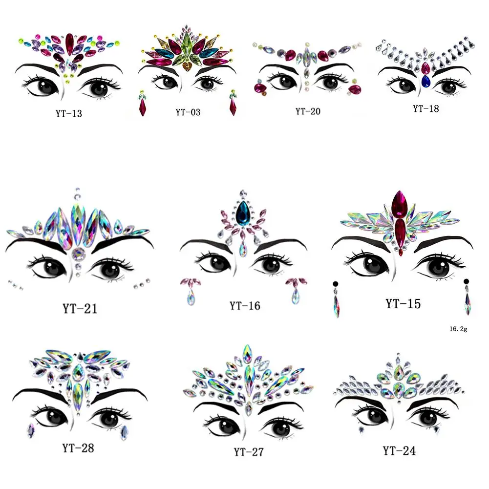 1 шт. рождественские DIY наклейки для бровей лица тела клейкие Кристальные