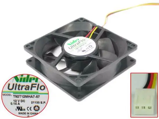 Вентилятор охлаждения сервера Nidec T92T12MHA7-57, постоянный ток 12 В, 0,14 А, 90x90x25 мм, 3 провода