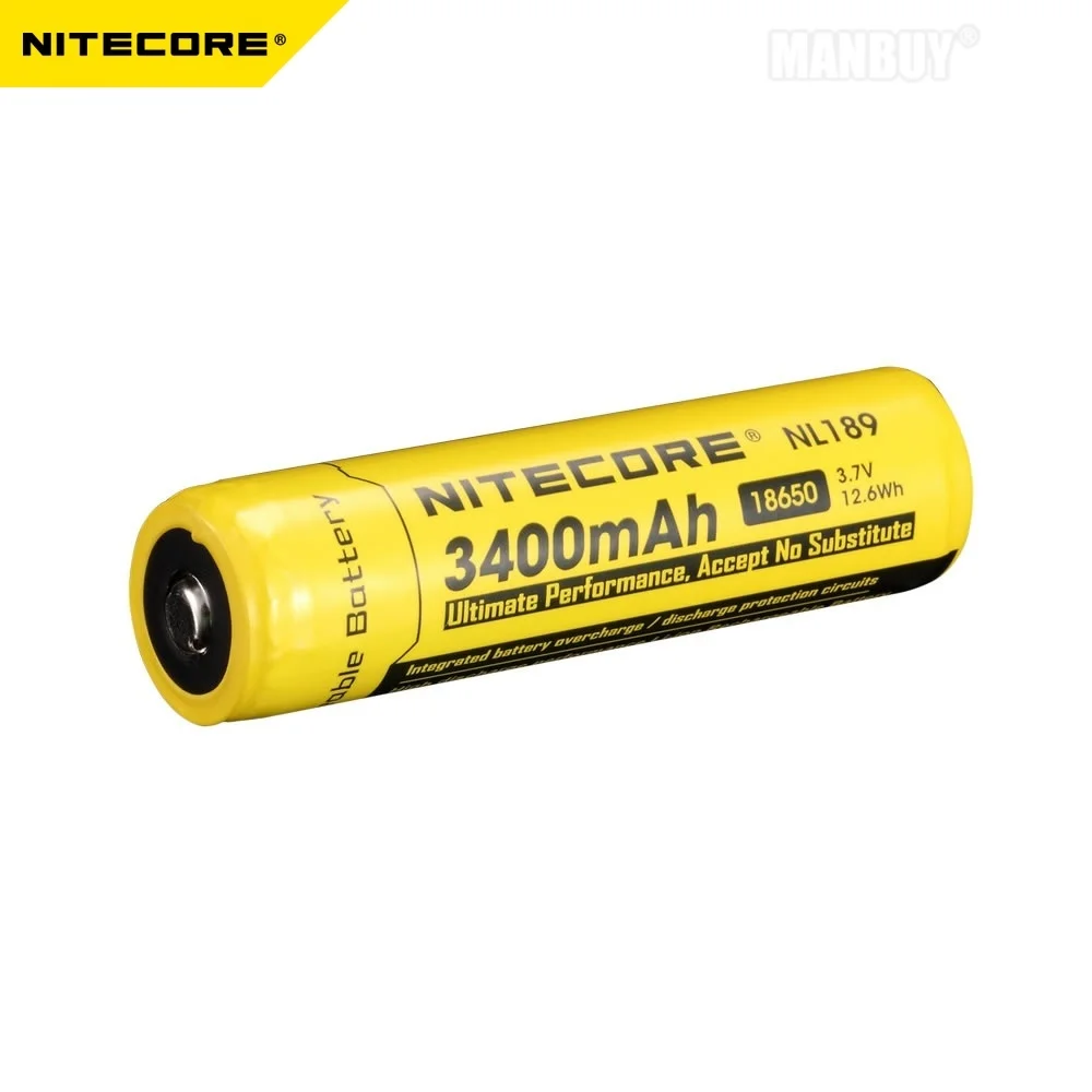 Nitecore NL1834 18650 3400 мА/ч 3 7 в литий-ионная Батарейная кнопка для всех типов фонариков 1