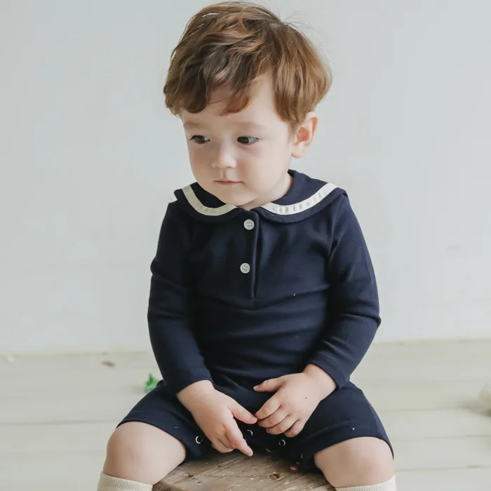 Милый детский школьный костюм из чистого хлопка темно-синего цвета одежда для