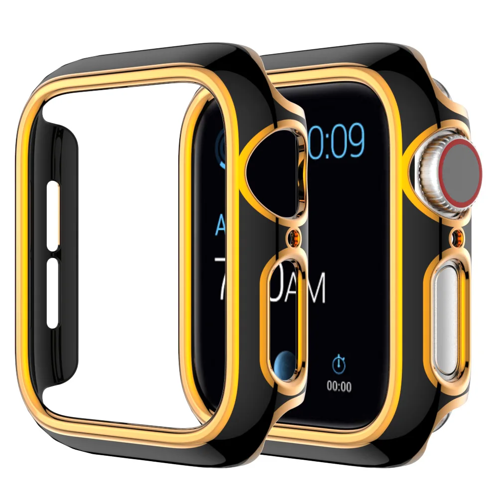 

Newest Cover For Apple watch case 44mm 40mm iWatch 38 42mm bumper Screen Protector Two-color PC Frame For apple watch series 5 6