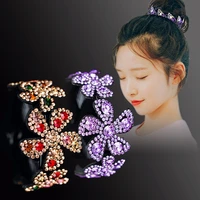 glittering rhinestone hair claws clip for women flower barrettes crab ponytail holder hairpins bands korean hair accessories new