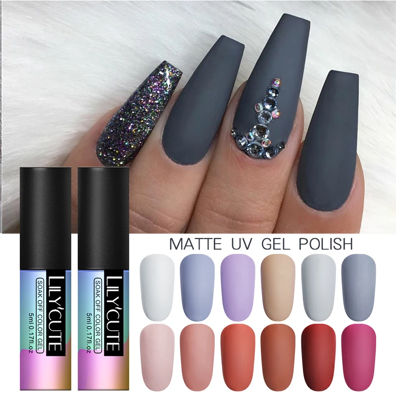 LILYCUTE матовый Гель-лак для ногтей Gery color зимний Гель-лак для ногтей матовое верхнее покрытие отмачиваемый УФ-Гель-лак для нейл-арта