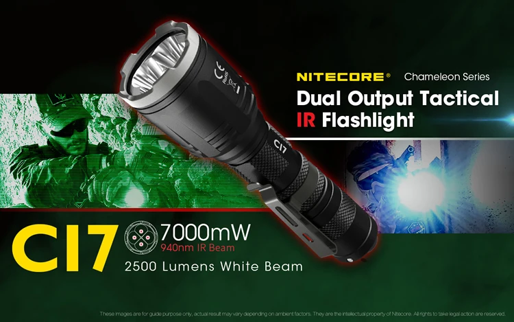 NITECORE CI7 Тактический ИК-фонарик комплект 4* CREE XP-G3 S3 4* SST-10-IR светодиоды Макс 2500 люмен 7000 МВт открытый свет охота факел