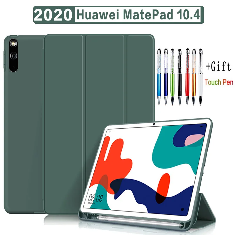 

Flip case For 2020 Huawei MatePad 10.4 silicone case with pencil holder For MatePad 10.4 BAH3-AL00 BAH3-W09 TPU Smart cover case