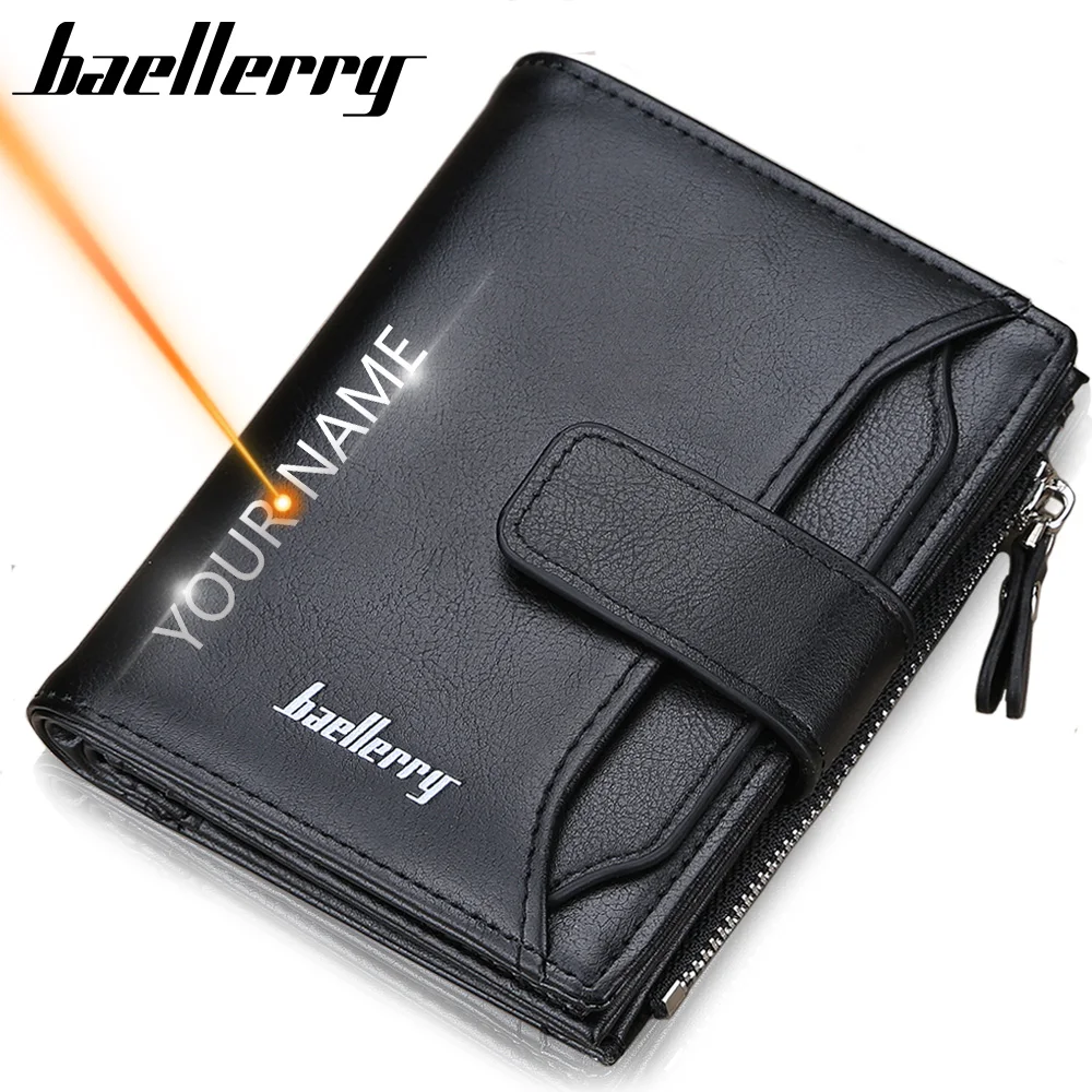 2022 Baellerry Men Wallets Fashion Short Desigh Zipper Card Holder Men Leather Purse Solid Coin Pocket High Quality Male Purse