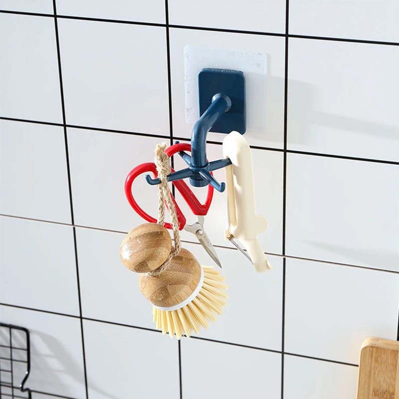 

1Pc Multi-Function 360 Degrees Rotate Four Claws Hooks Rack Dry Wet Dual Use Towel Hanger Home Clothes Shoes Sundries Organizers