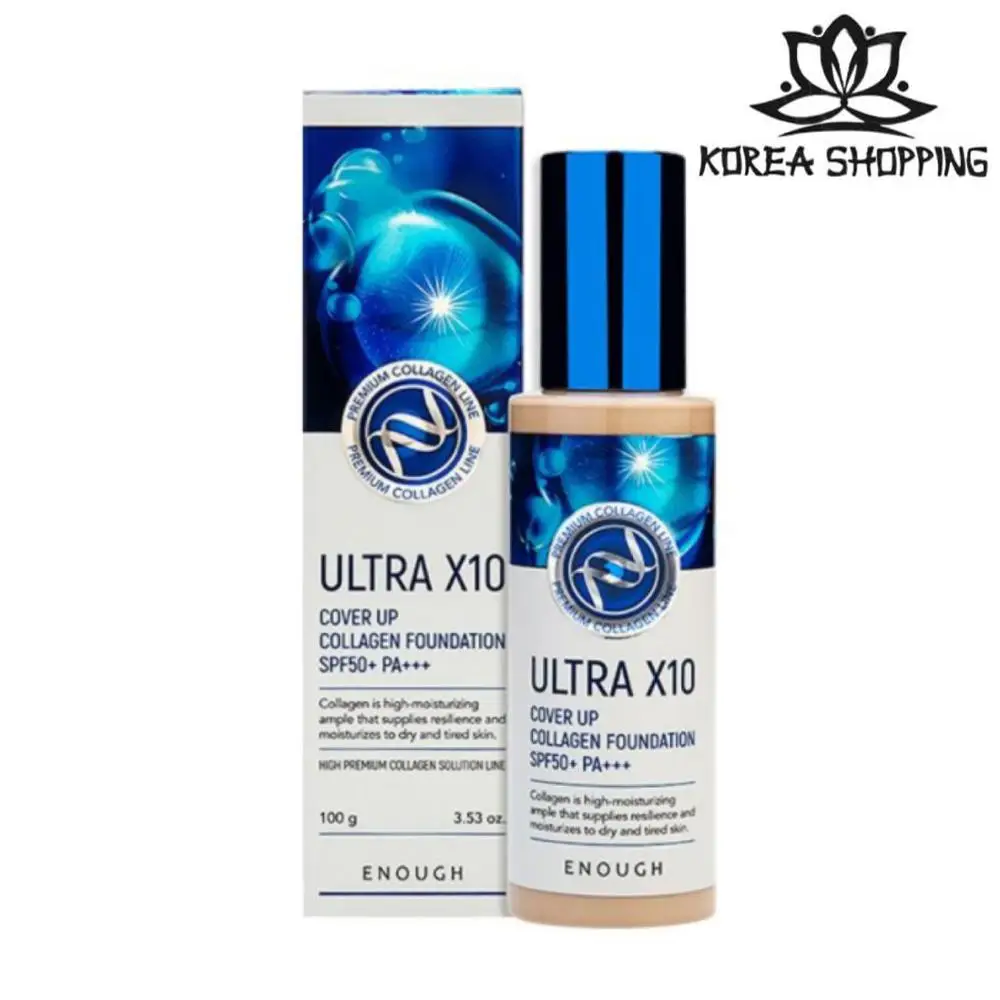 Тональный крем с коллагеном для лица ENOUGH Ultra X10 Cover Up Collagen Foundation SPF50+ PA+++ ОРИГИНАЛ.