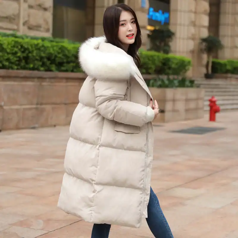 

3XL Plus Size Cotton Winter Women Parkas Loose Thicken Warm Coat Hooded Fur Collar Warm Long Winter Jacket Parkas Women C6611