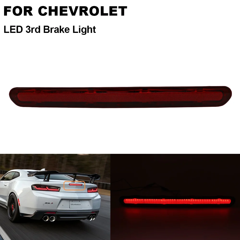 

1 шт. Автомобильная красная линза для Chevrolet Camaro 2016 2017 2018 2019 красный светодиод с высоким креплением третий стоп-сигнал тормоза