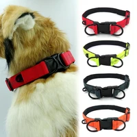40 hot sales adjustable double d ring reflective nylon pet collar belt for medium large dog
