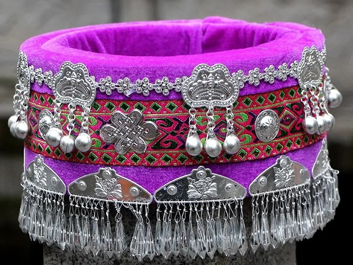 Шляпа hmong miao Ювелирные изделия Китайский народный танец аксессуары для волос Miao шляпа этническое миноритарное представление одежда аксессуары - Цвет: 5