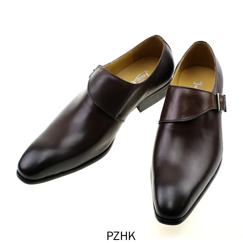 Sapatos Masculino Zapatos De Vestir Disenador Marca Cuero Genuino Con Hebilla Para Hombre Correa Monje Marron Negro Oficina | Обувь