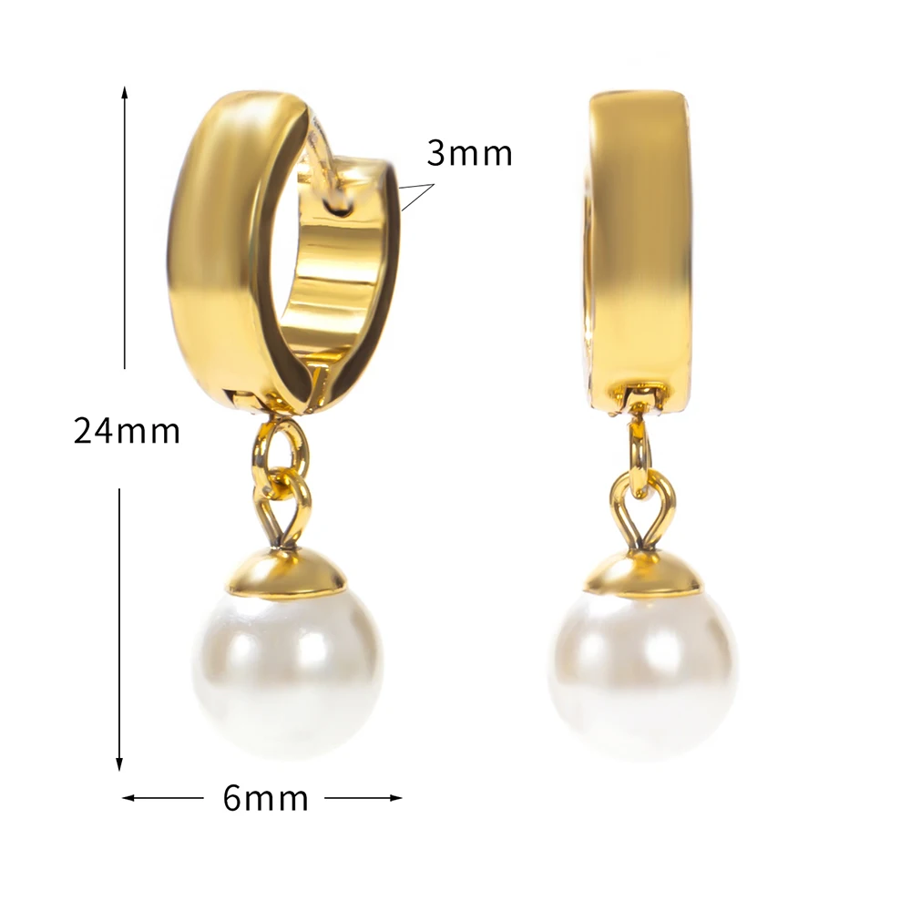 Стильные Новые висячие серьги из нержавеющей стали с имитацией жемчуга