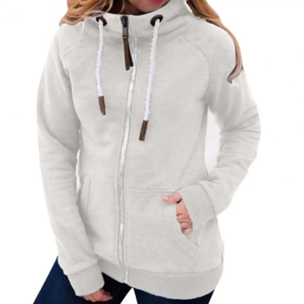 Однотонное женское пальто с боковыми карманами осенне-зимняя Водолазка длинным