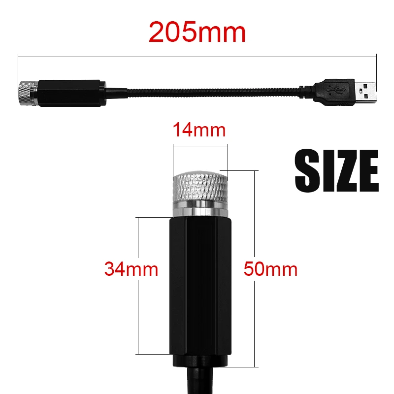 1 шт. USB светодиодный атмосферный светильник на крышу автомобиля Звездный Ночной