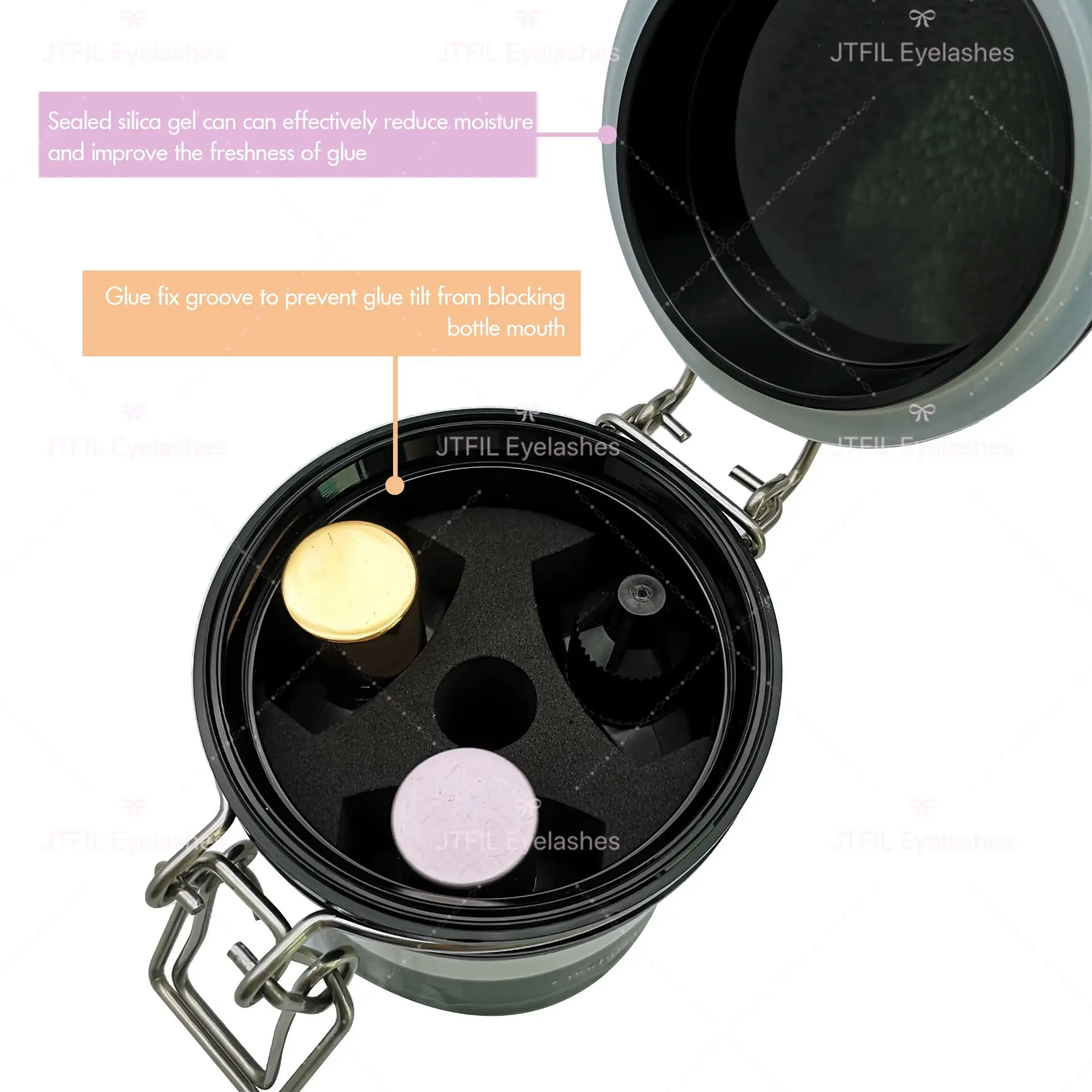 

Eyelash Glue Storage Tank Individual Adhesive Stand Eyelash Extension Activated Sealed Storage Jar Container Makeup Tool