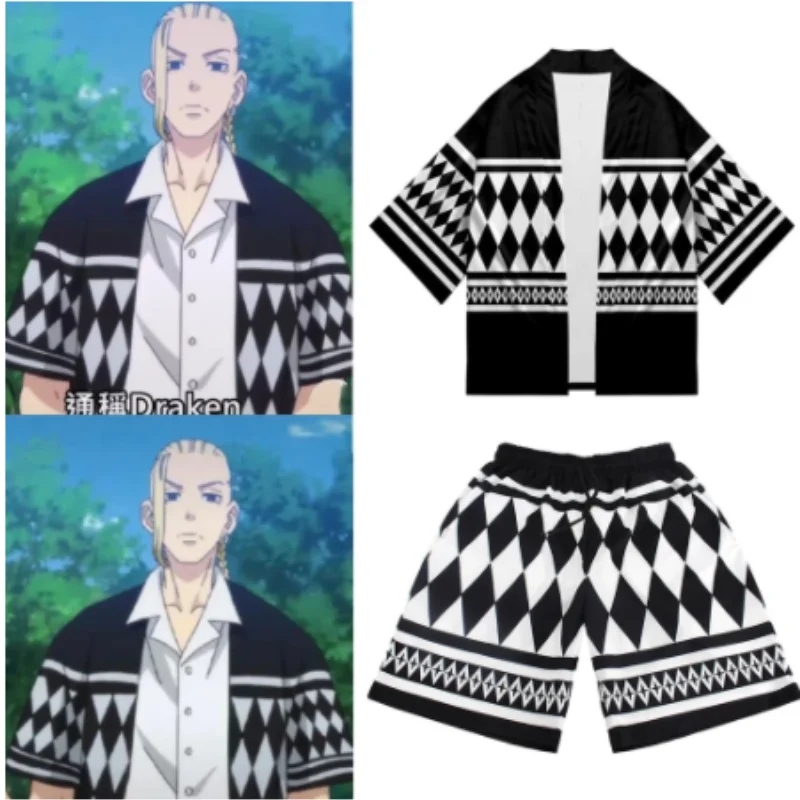 

Anime Tokyo Revengers Haori Cardigan Tokyo Manji Gang Kimono Shorts Manjiro Sano Cosplay Yukata Ken Ryuguji Summer Uniform Adult