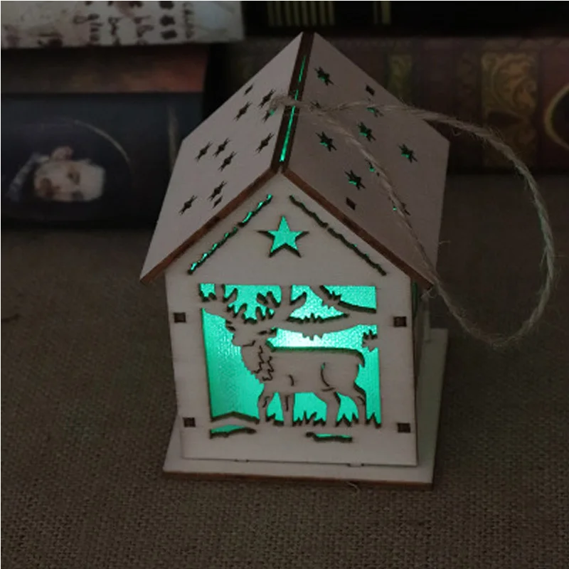 

Led Christmas House Handmade Assemble DIY Craft Educational Toys for Kids Flashing Wooden House Children Xmas Home Decoration