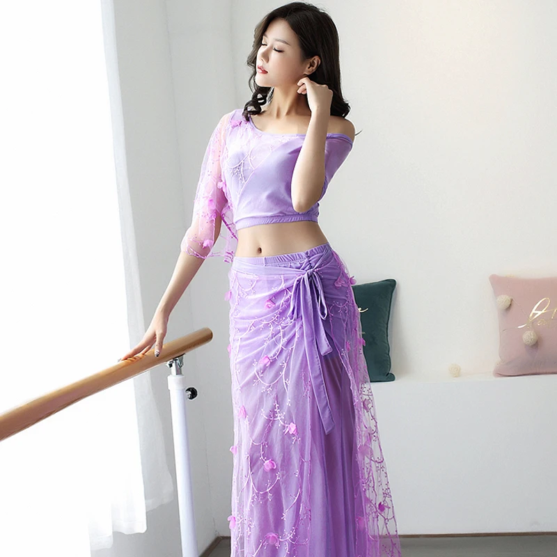 Женское платье для танца живота длинное с топом и юбкой восточных танцев одежда