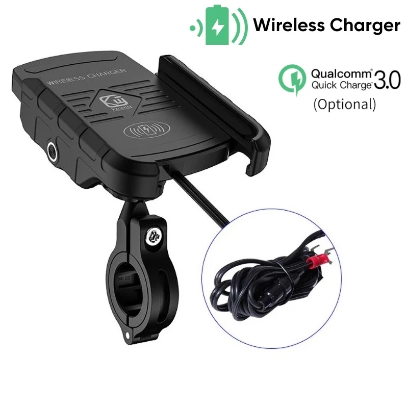 motorcycle mobile phone holder with usb charger qc 3 0 wireless charger for motorbike mirror gps stand bracket cell phone mount free global shipping