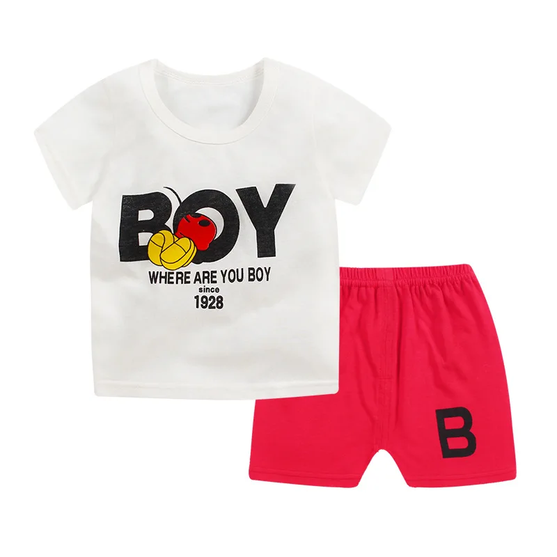 

Baby Gilr Clothes Quality Cotton Cartoon Kids Clothes Set Summer Short Sleeve Pants Causal Set Children's Clothing Boy Suit