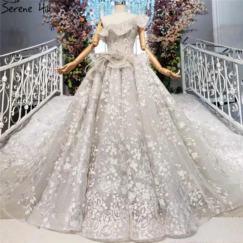 Серое расшитое бисером и блестками сексуальное свадебное платье с бантом 2020