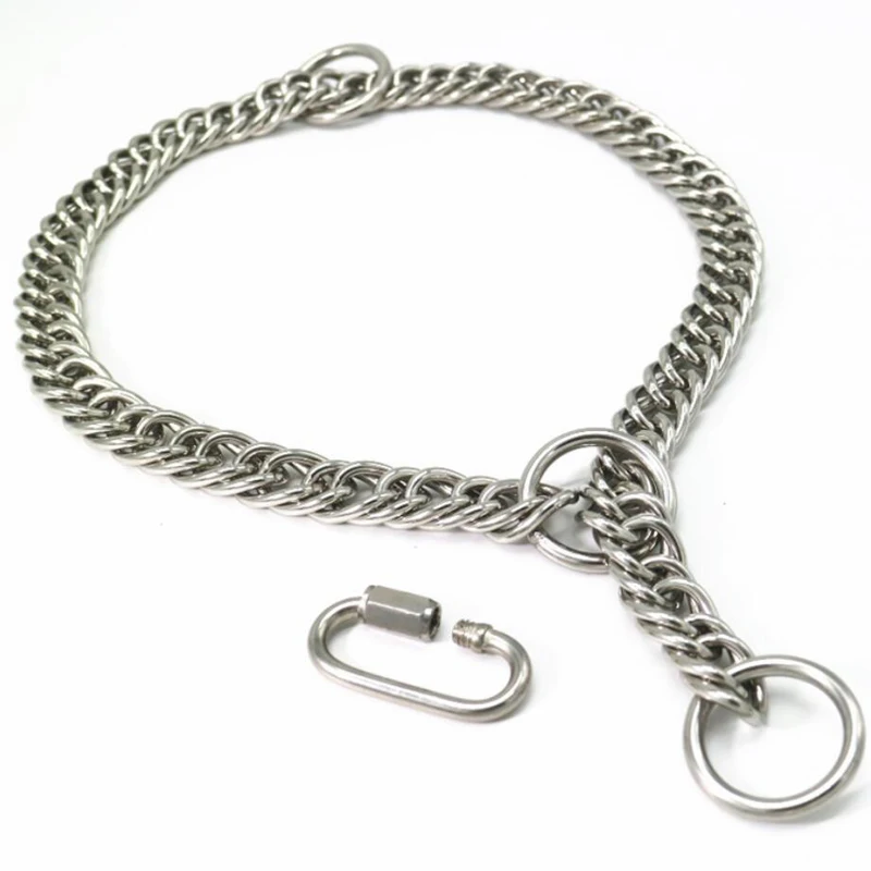 

Ошейник для дрессировки собак, серебристый аксессуар из нержавеющей стали, нескользящая цепь, бульли, титан, для средних и больших питомцев