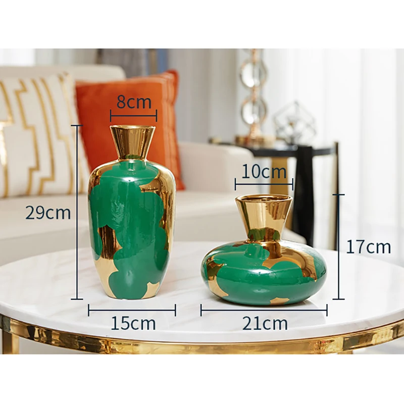 

LUXURY CERAMIC GREEN GOLD VASE DECORATION DESKTOP FLOWER ARRANGEMENT HOME DECORATION HOME MODEL ROOM FLOWER ARRANGEMENT WEDDING