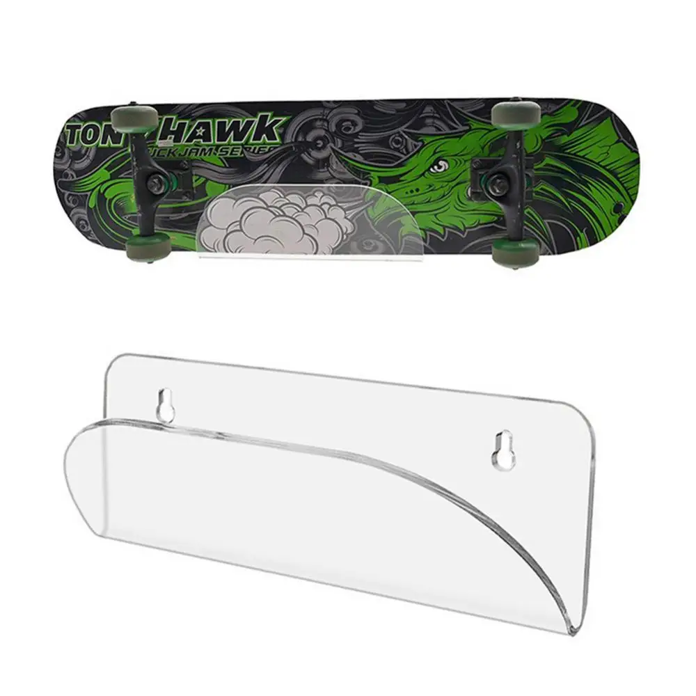 Durable Transparent Wall Mounted Longboard Skateboard Wall Mount Invisible Transparent Hanger Shelf Display Rack for outdoor