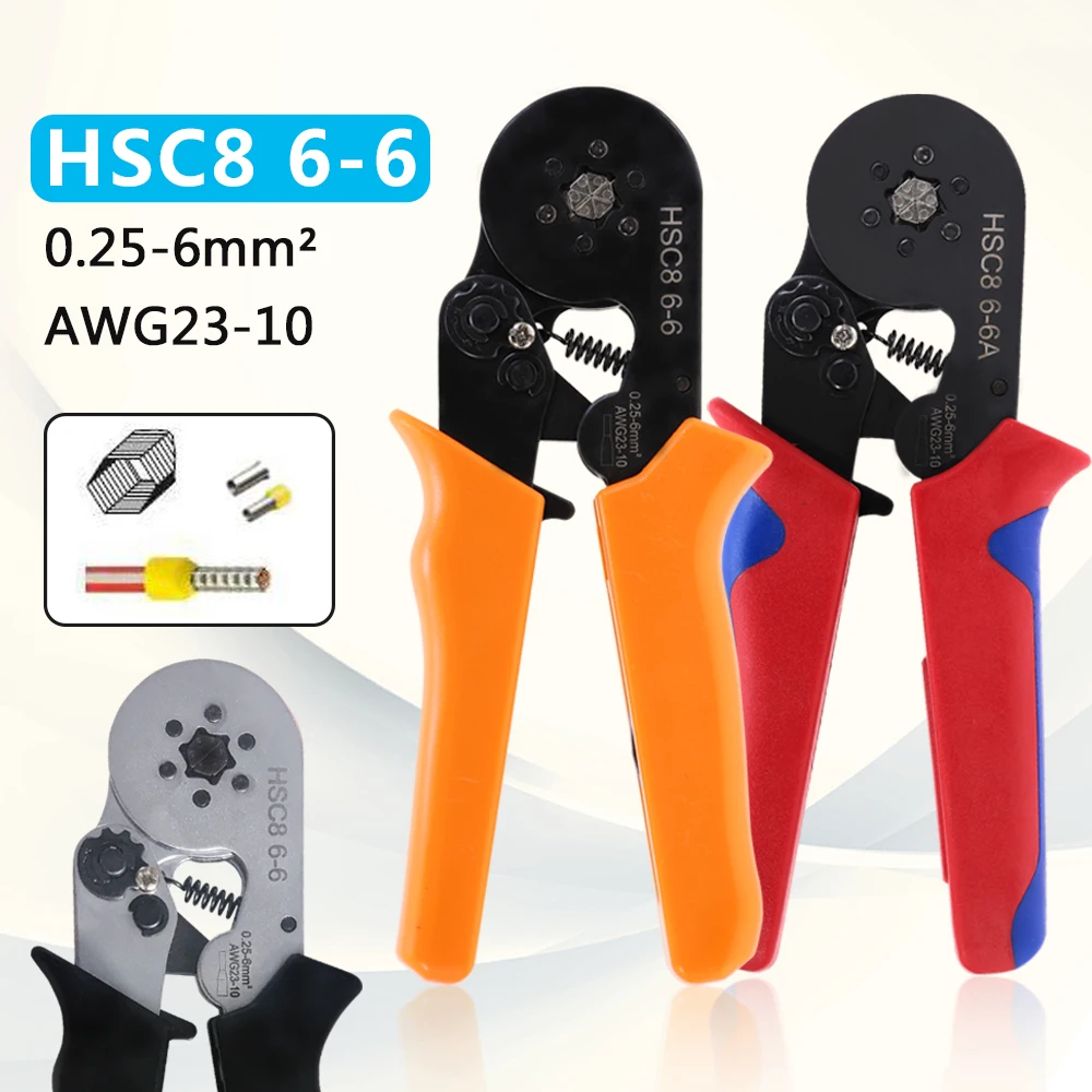 HSC8 6-4A 6-6 трубчатые обжимные инструменты Мини Электрические плоскогубцы 23-7AWG 6-4A/6-6A